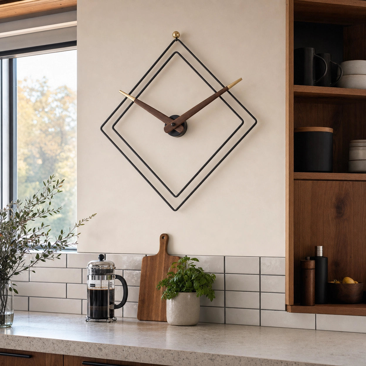 Large Geometric Wall Clock Silent Movement