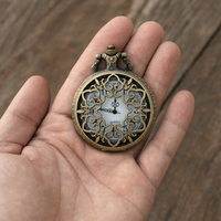 Floral Skeleton Pocket Watch For Men