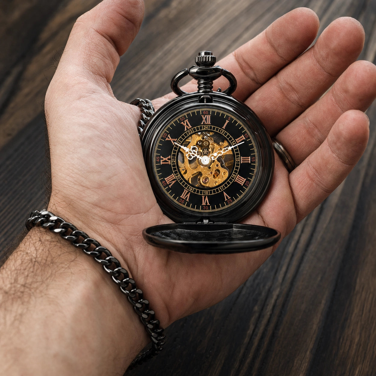 Steampunk Open Face Pocket Watch