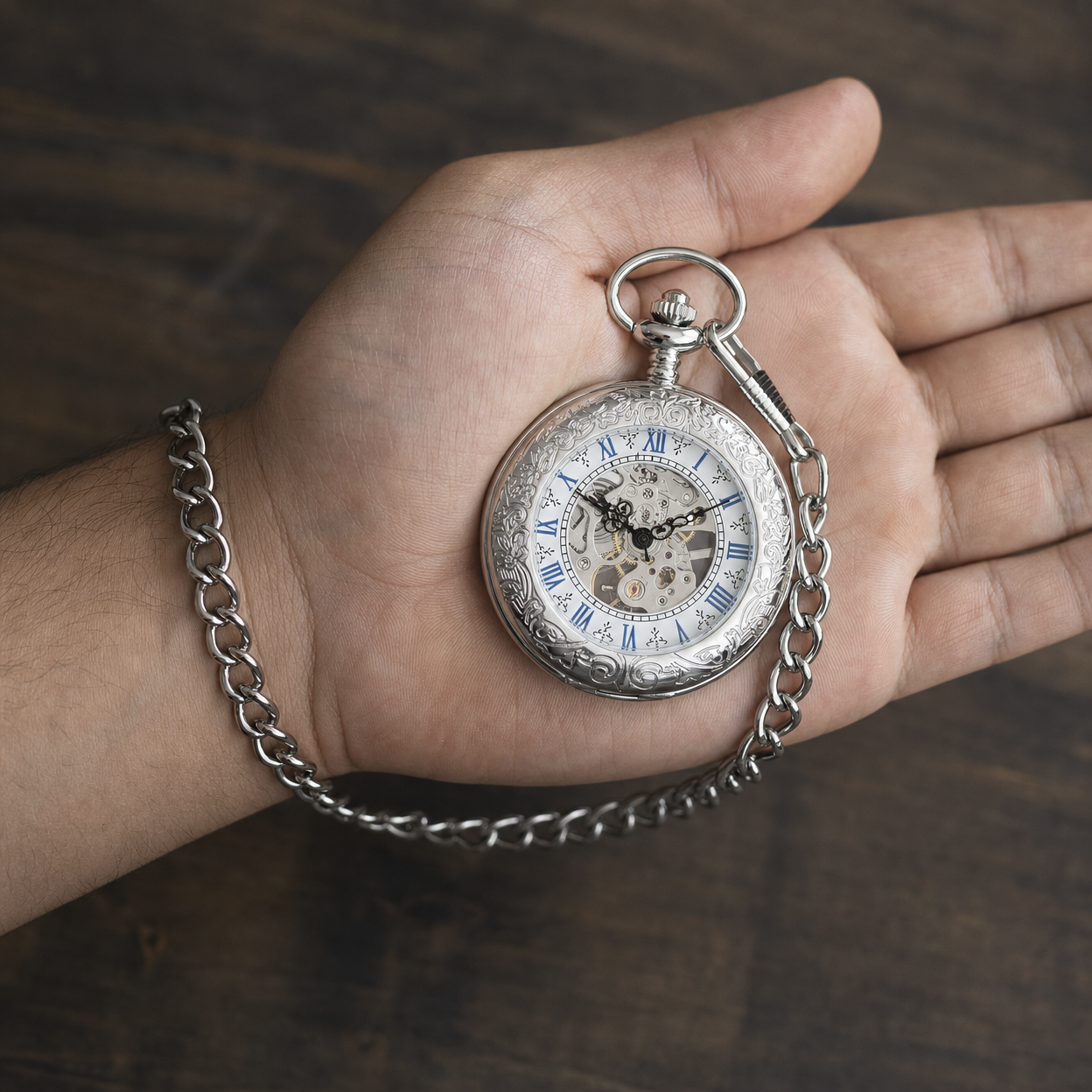 Skeleton Mechanical Pocket Watch For Him