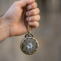 Floral Skeleton Pocket Watch For Men