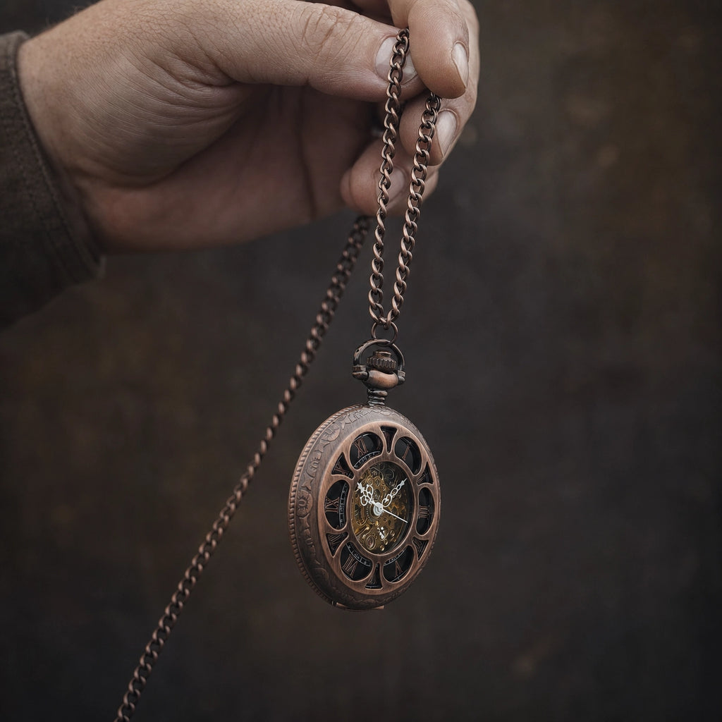 Vintage Skeleton Pocket Watch Engraved