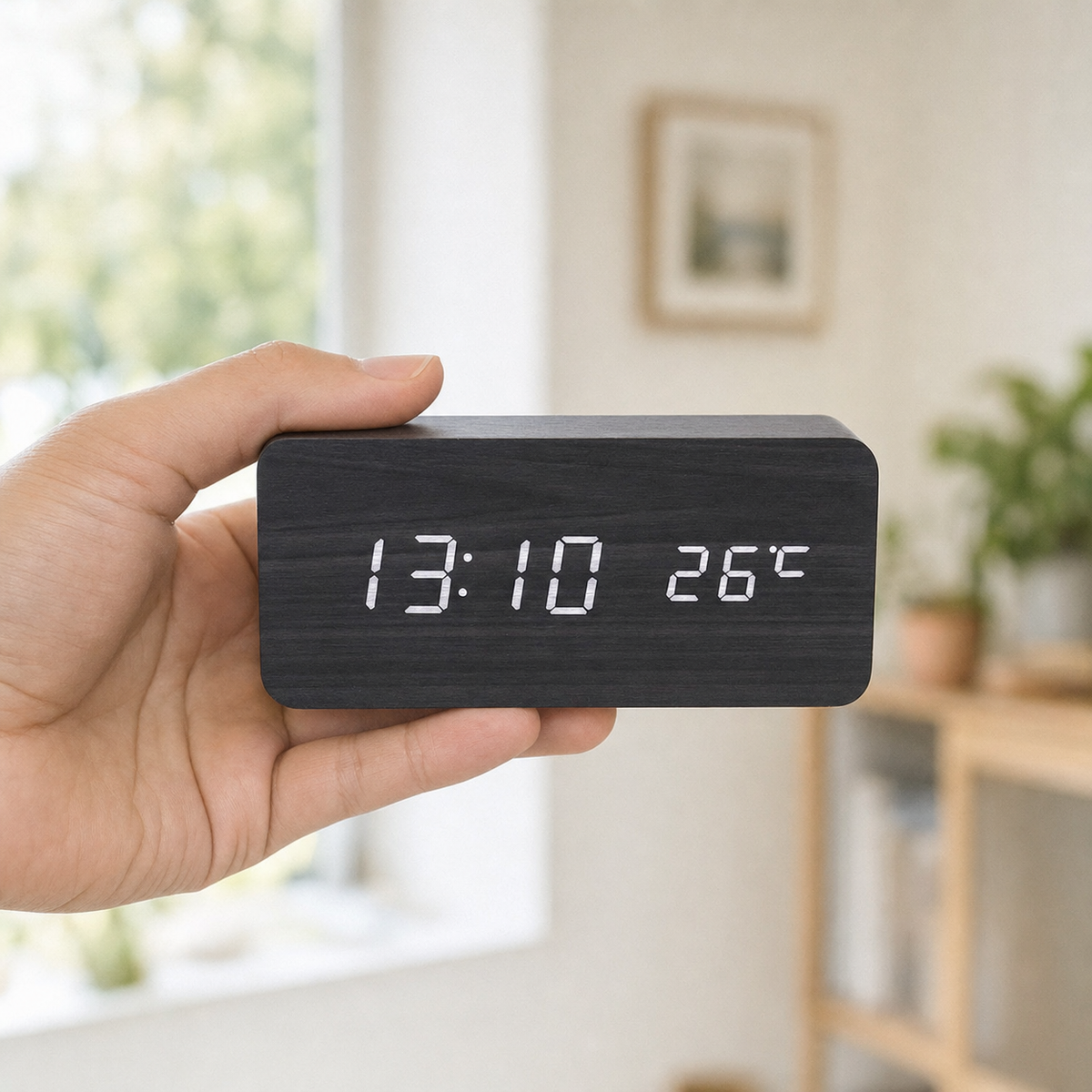 Wooden Digital Alarm Clock Multifunction