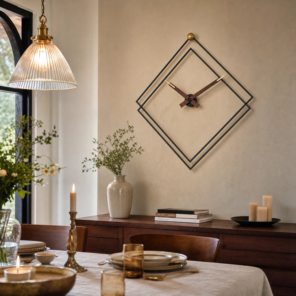 Large Geometric Wall Clock Silent Movement
