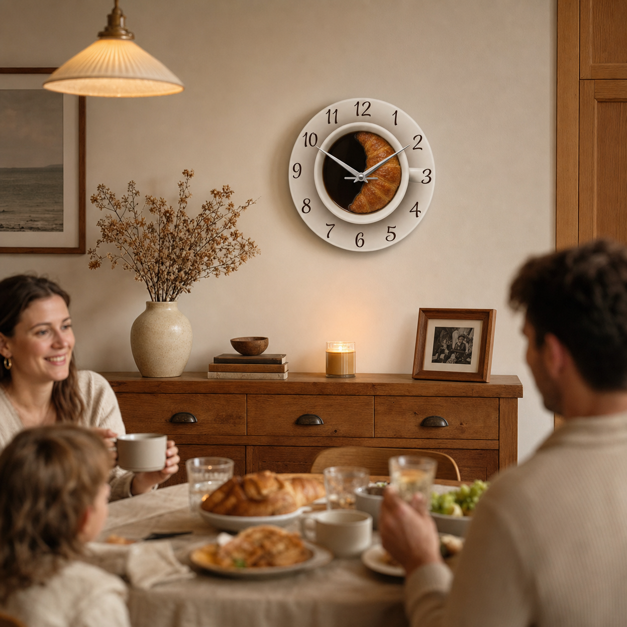 Kitchen Clock Coffee Cup Silent Movement