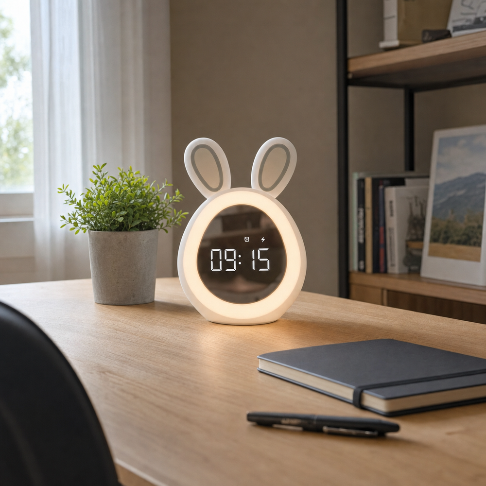 Kids Alarm Clock Bunny Nightlight