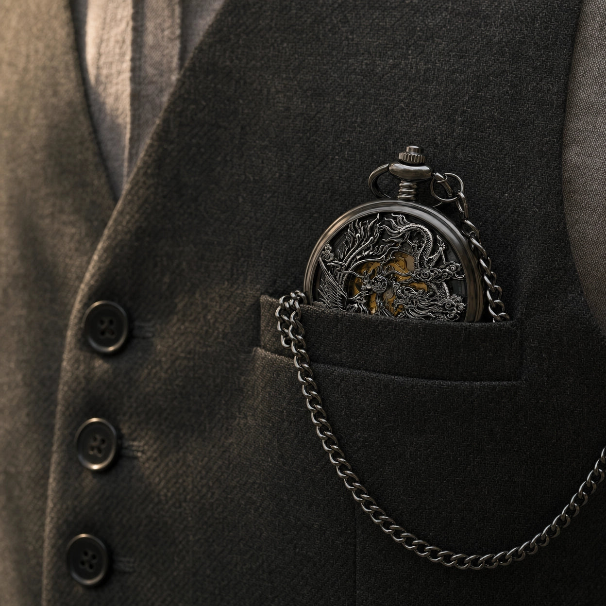Steampunk Open Face Pocket Watch