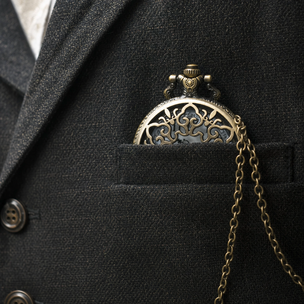 Floral Skeleton Pocket Watch For Men