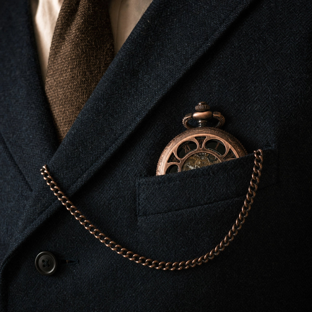 Vintage Skeleton Pocket Watch Engraved