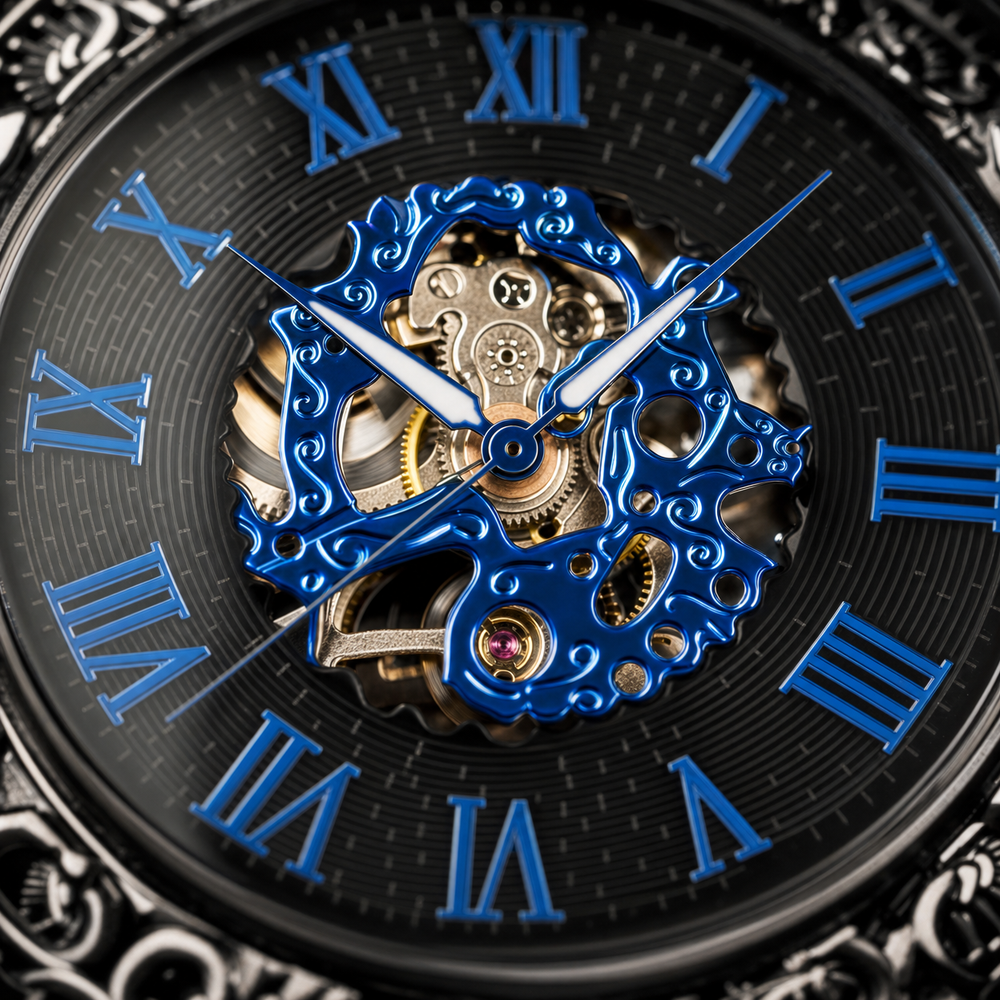 Skeleton Pocket Watch With Chain