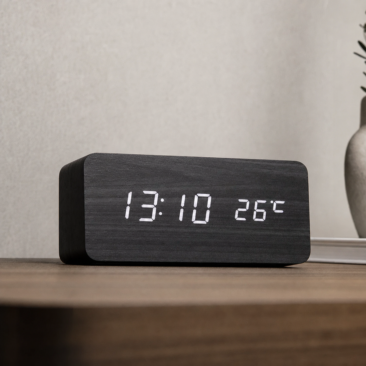 Wooden Digital Alarm Clock Multifunction