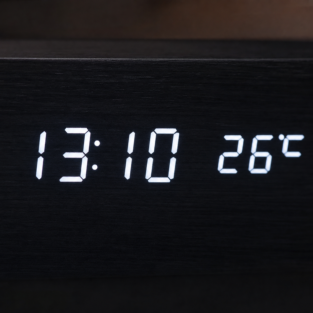 Wooden Digital Alarm Clock Multifunction