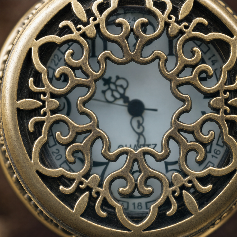 Floral Skeleton Pocket Watch For Men