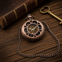 Vintage Skeleton Pocket Watch Engraved