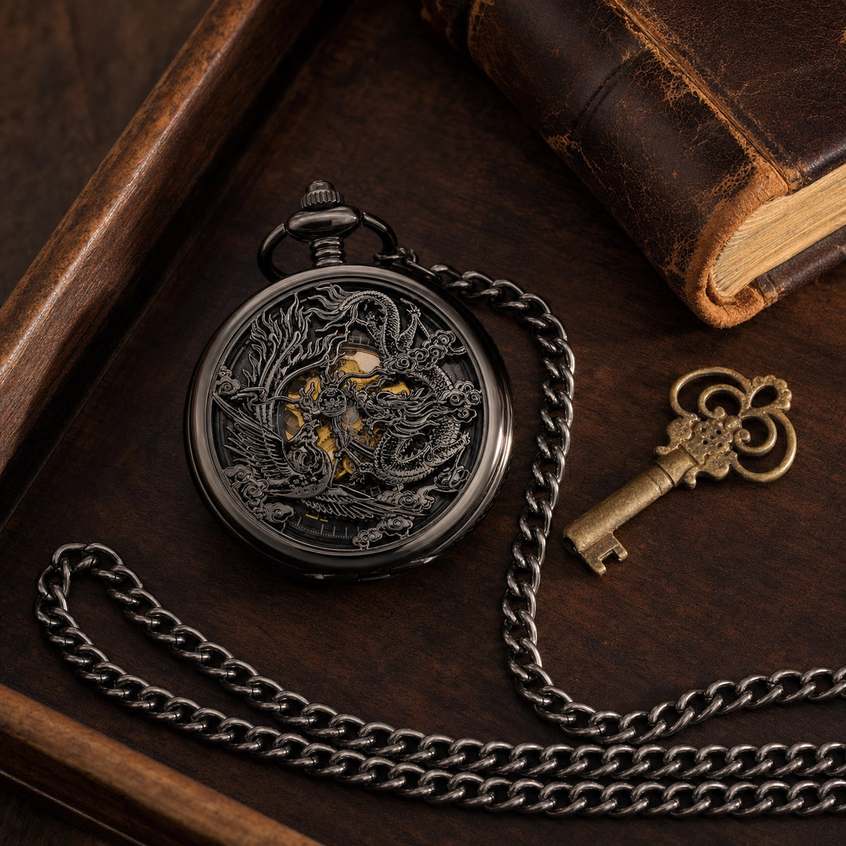 Steampunk Open Face Pocket Watch