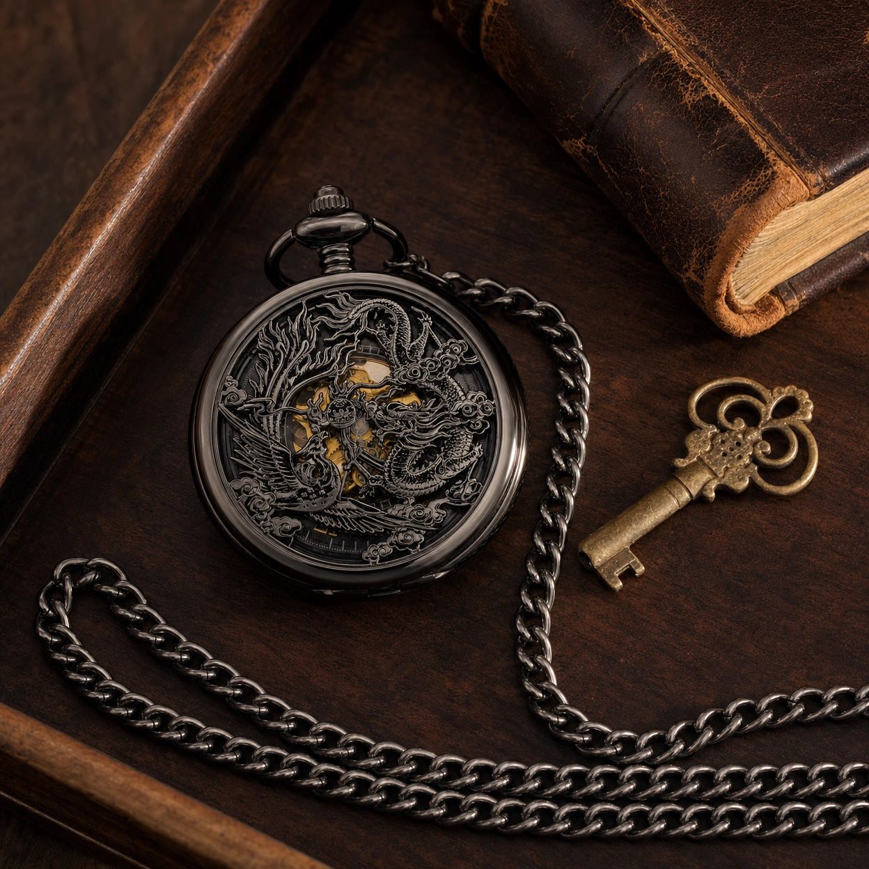 Steampunk Open Face Pocket Watch