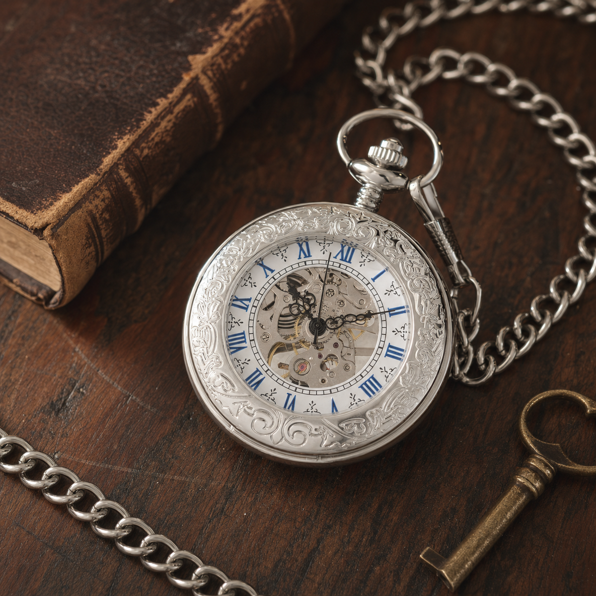 Skeleton Mechanical Pocket Watch For Him