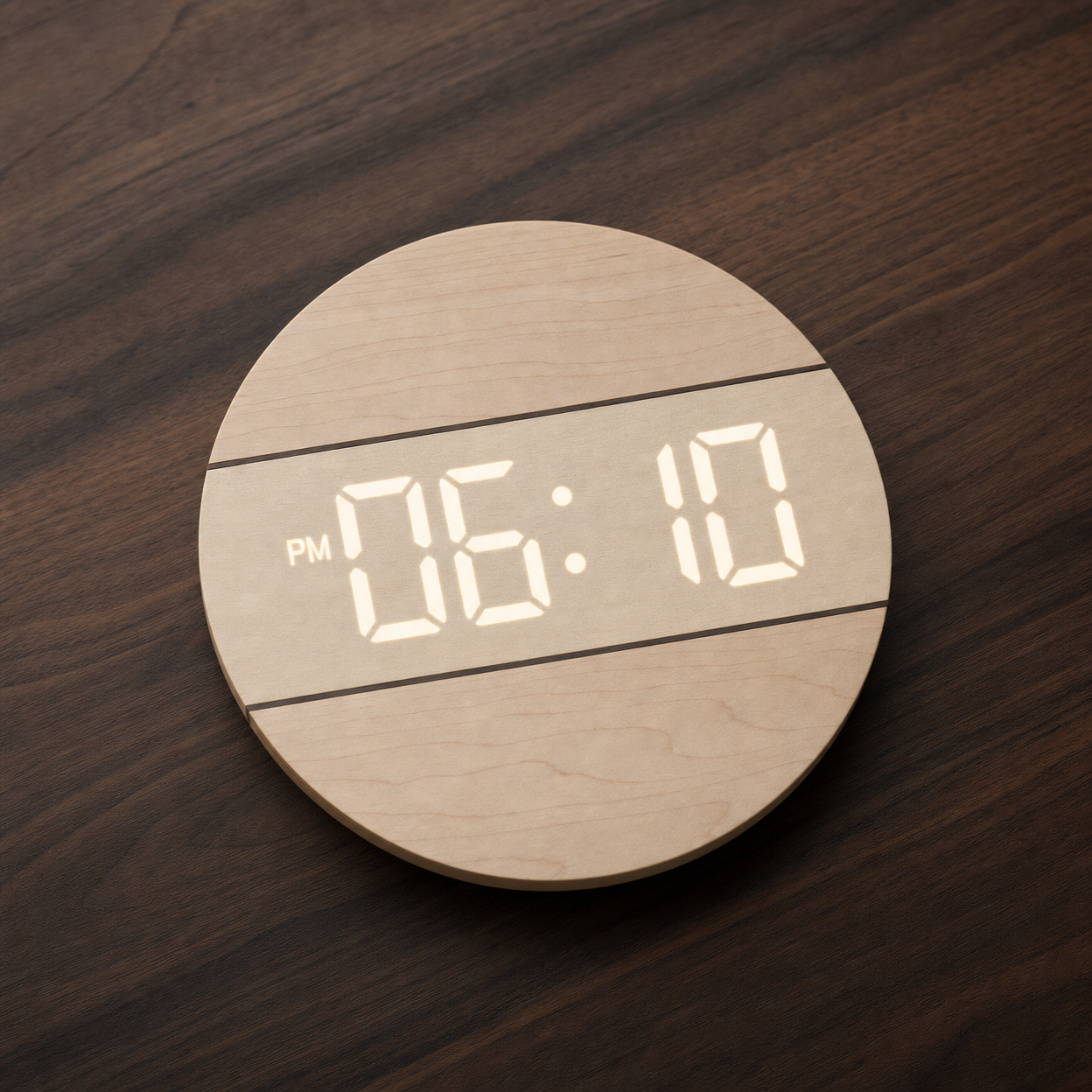 Minimalist Wooden Clock LED Display
