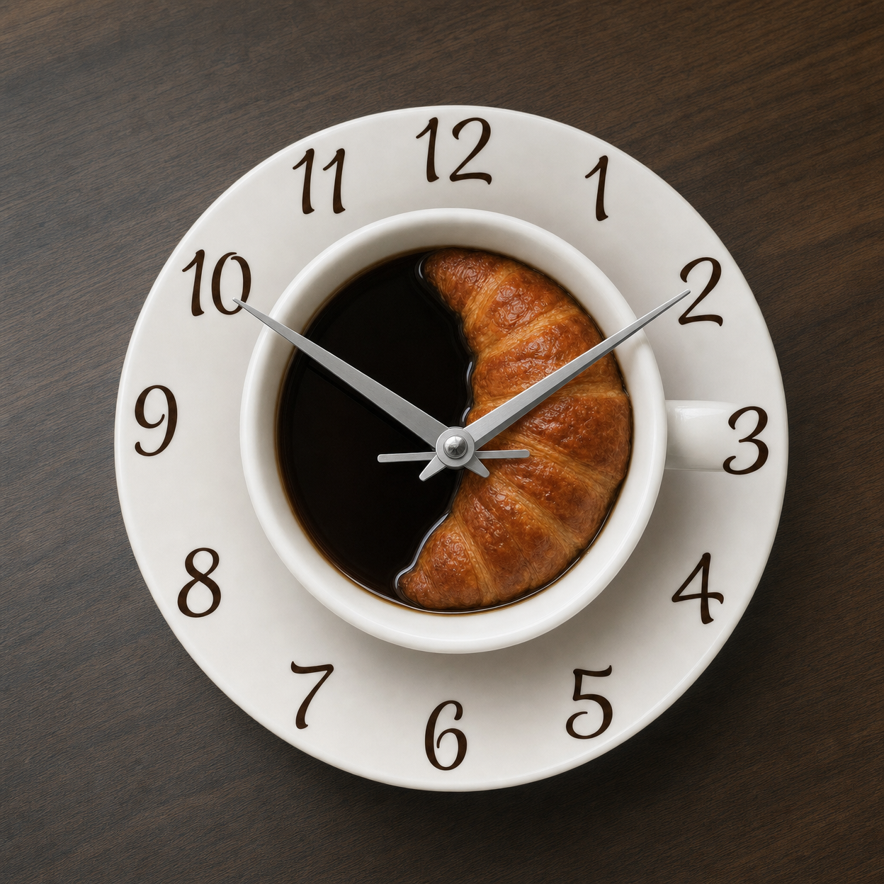 Kitchen Clock Coffee Cup Silent Movement