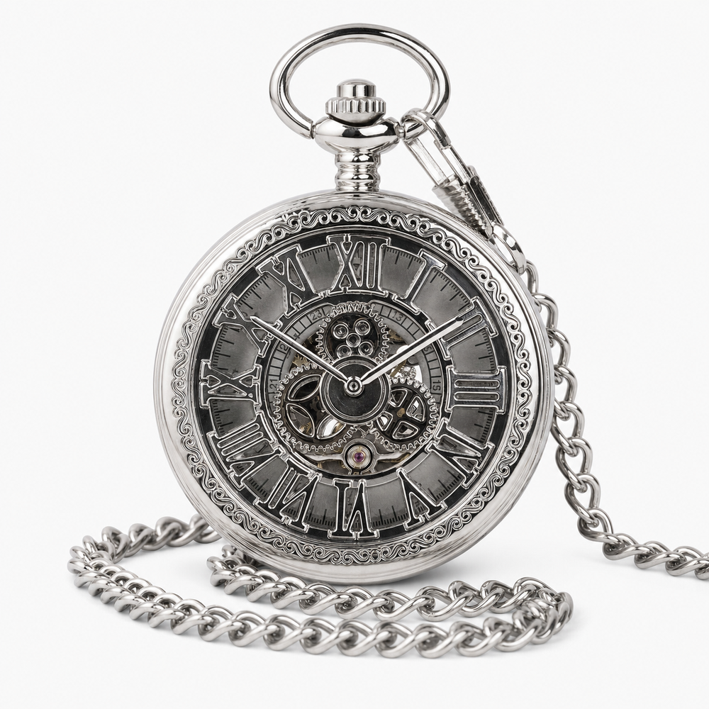 Pocket Watch Open Face Skeleton Dial