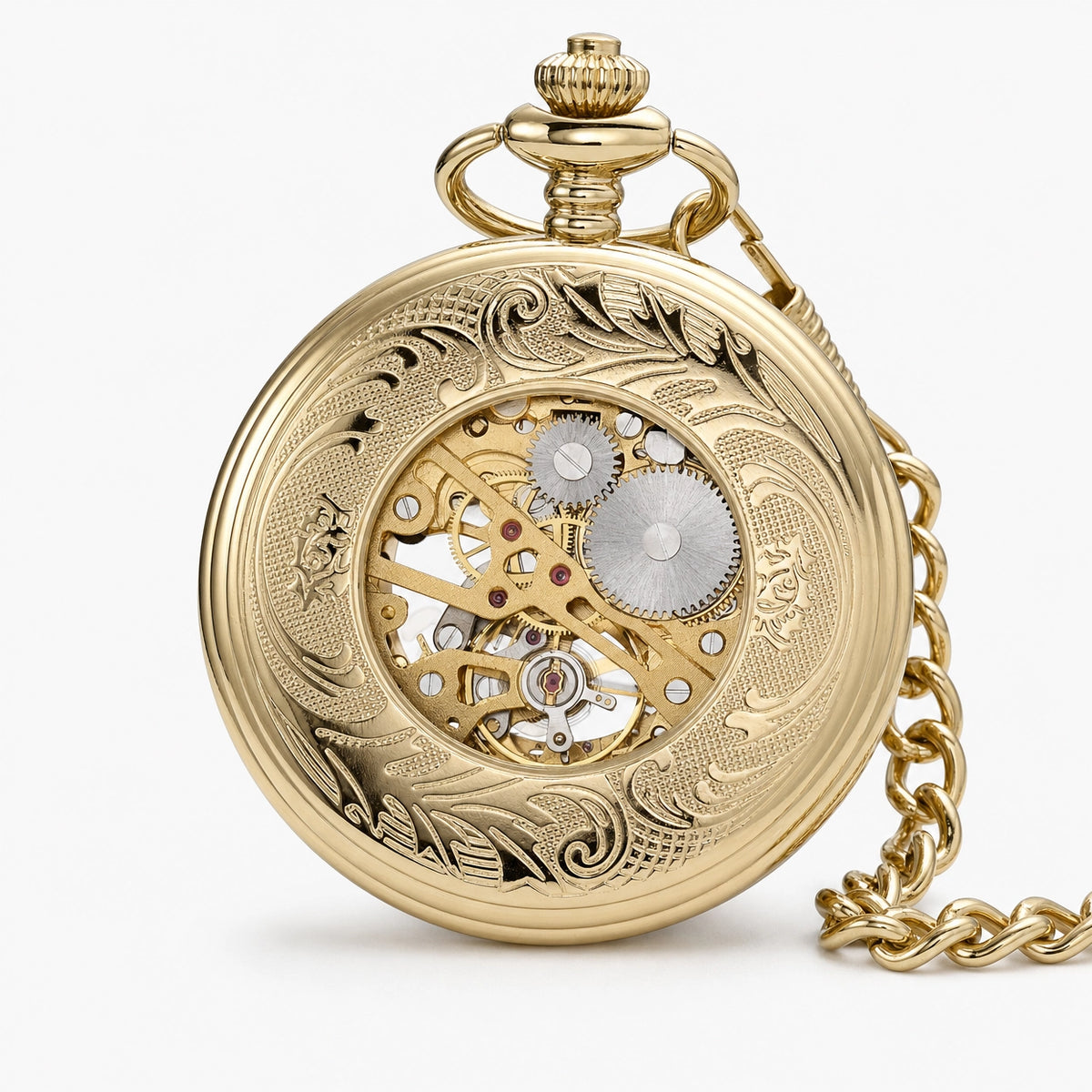Vintage Skeleton Mechanical Pocket Watch