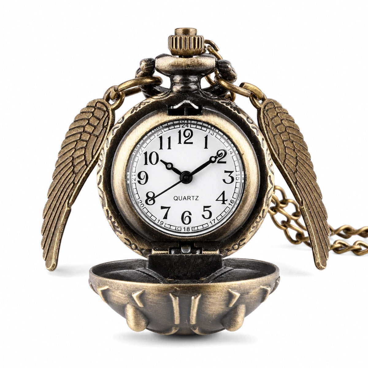 Winged Open Face Pocket Watch