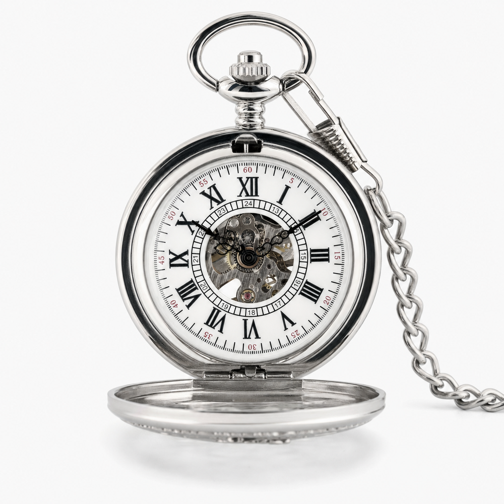 Pocket Watch Open Face Skeleton Dial