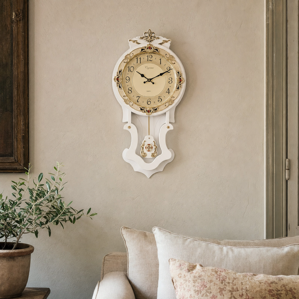 Vintage Wooden Wall Clock Silent Pendulum