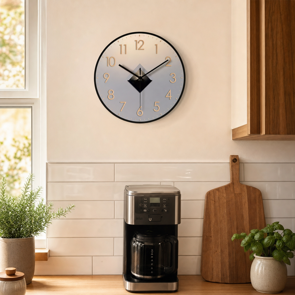 Wall Clock Raised Numbers Geometric Dial