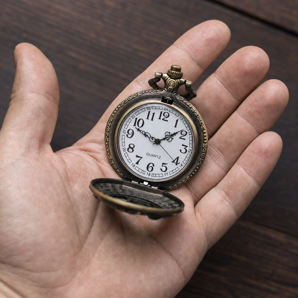 Totem Design Open Face Pocket Watch