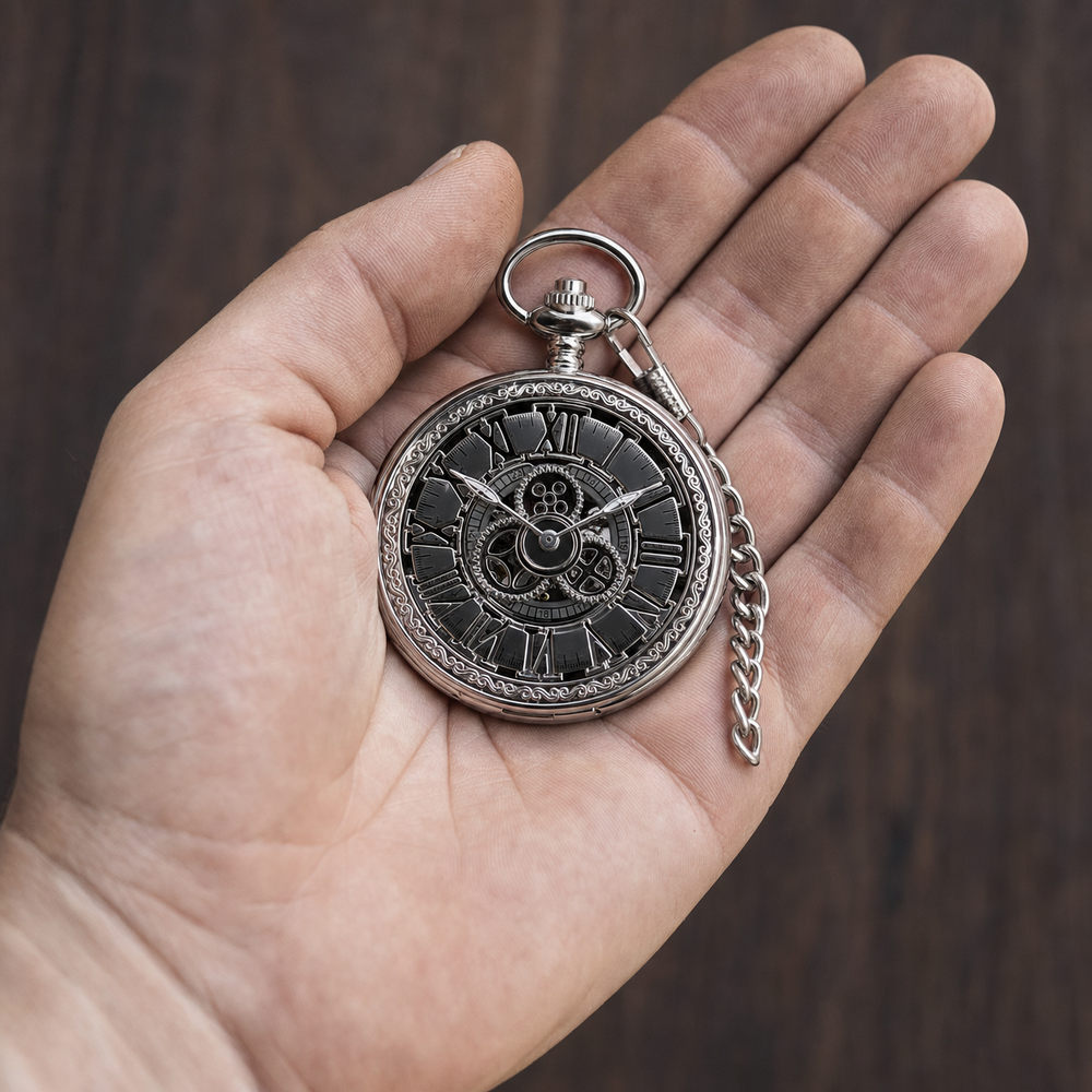Pocket Watch Open Face Skeleton Dial