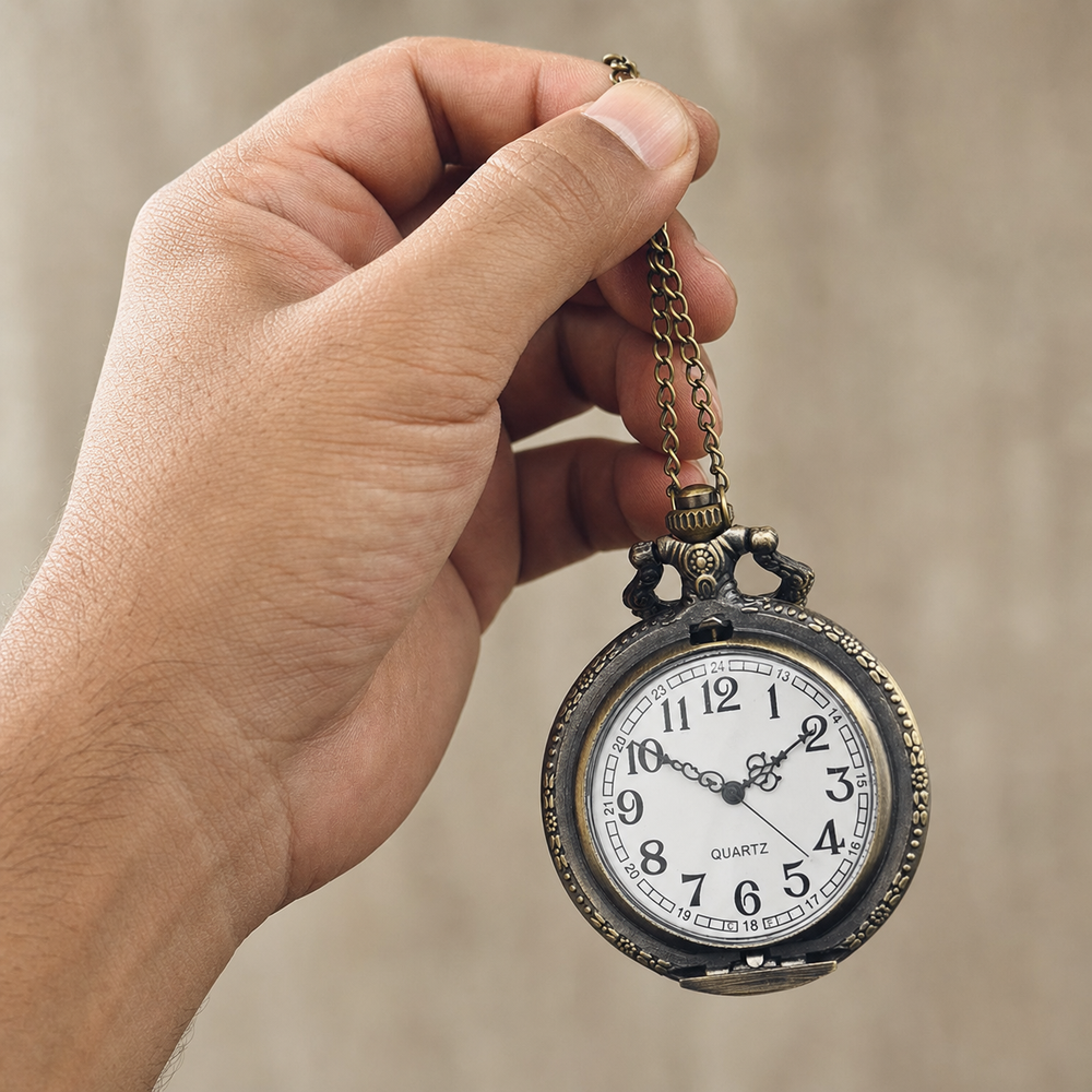 Totem Design Open Face Pocket Watch