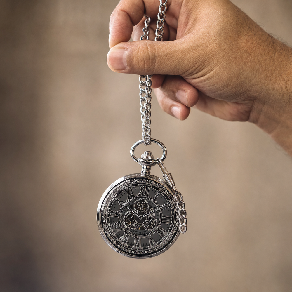 Pocket Watch Open Face Skeleton Dial