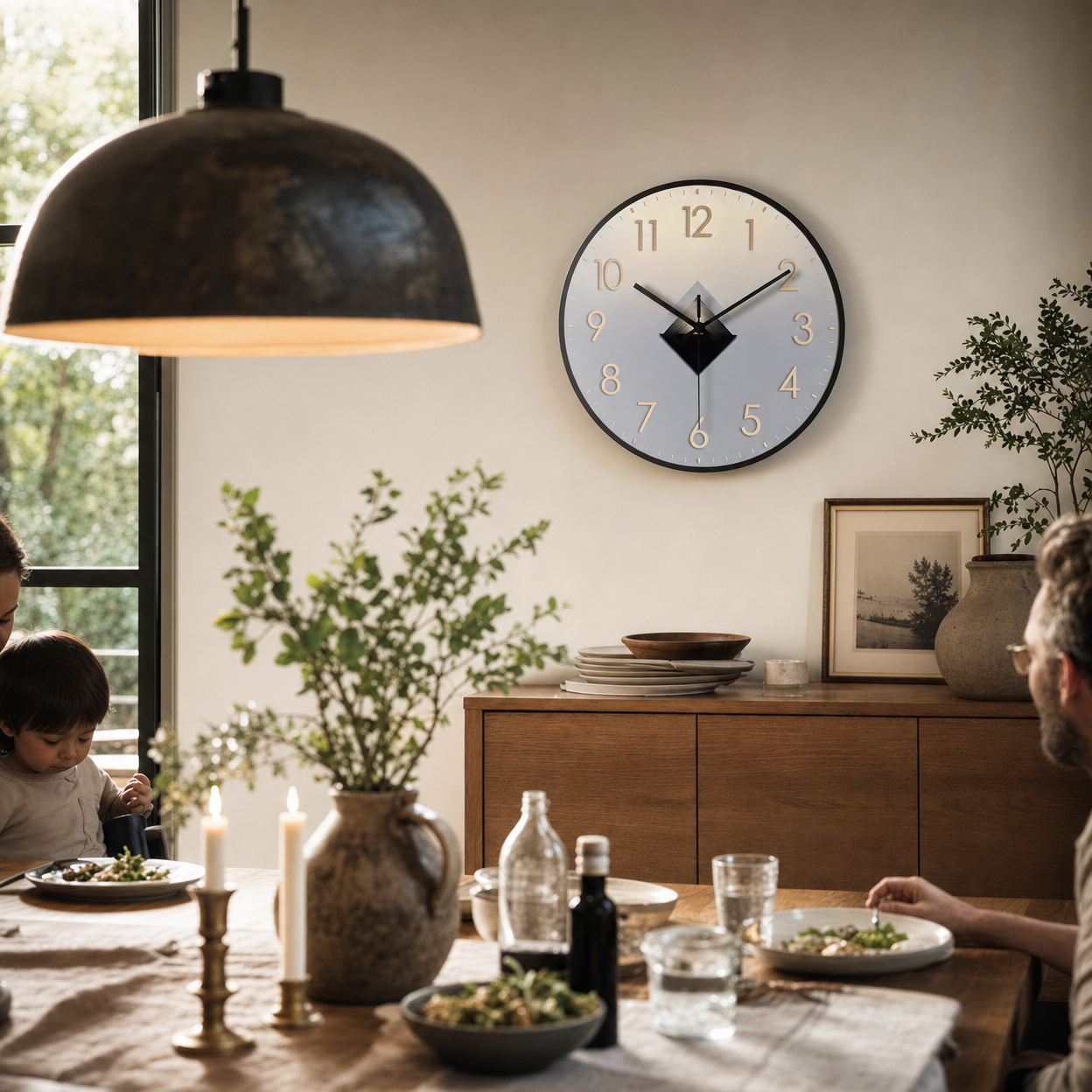 Wall Clock Raised Numbers Geometric Dial