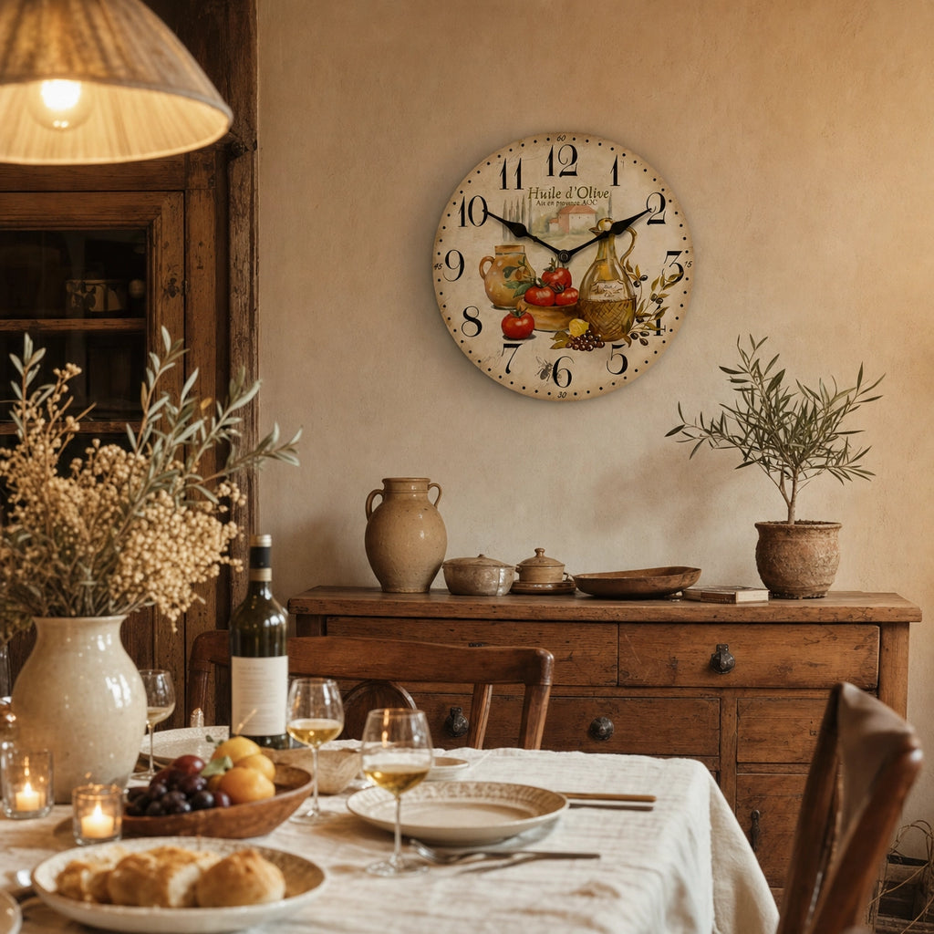 Wall Clock Provençal Style Silent Kitchen