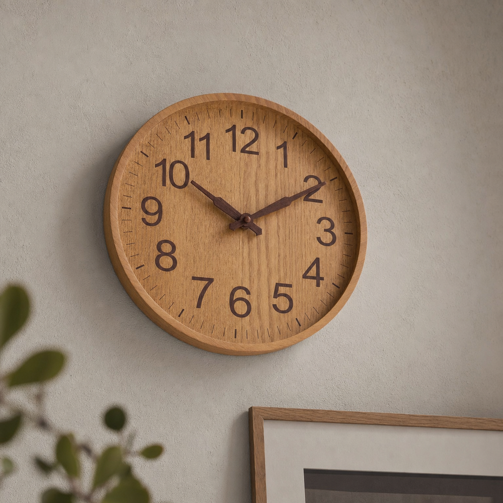 Modern Wooden Wall Clock Easy Read