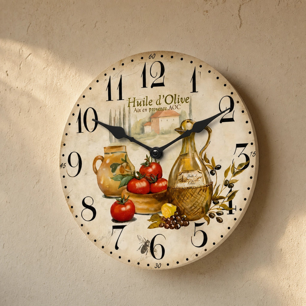 Wall Clock Provençal Style Silent Kitchen