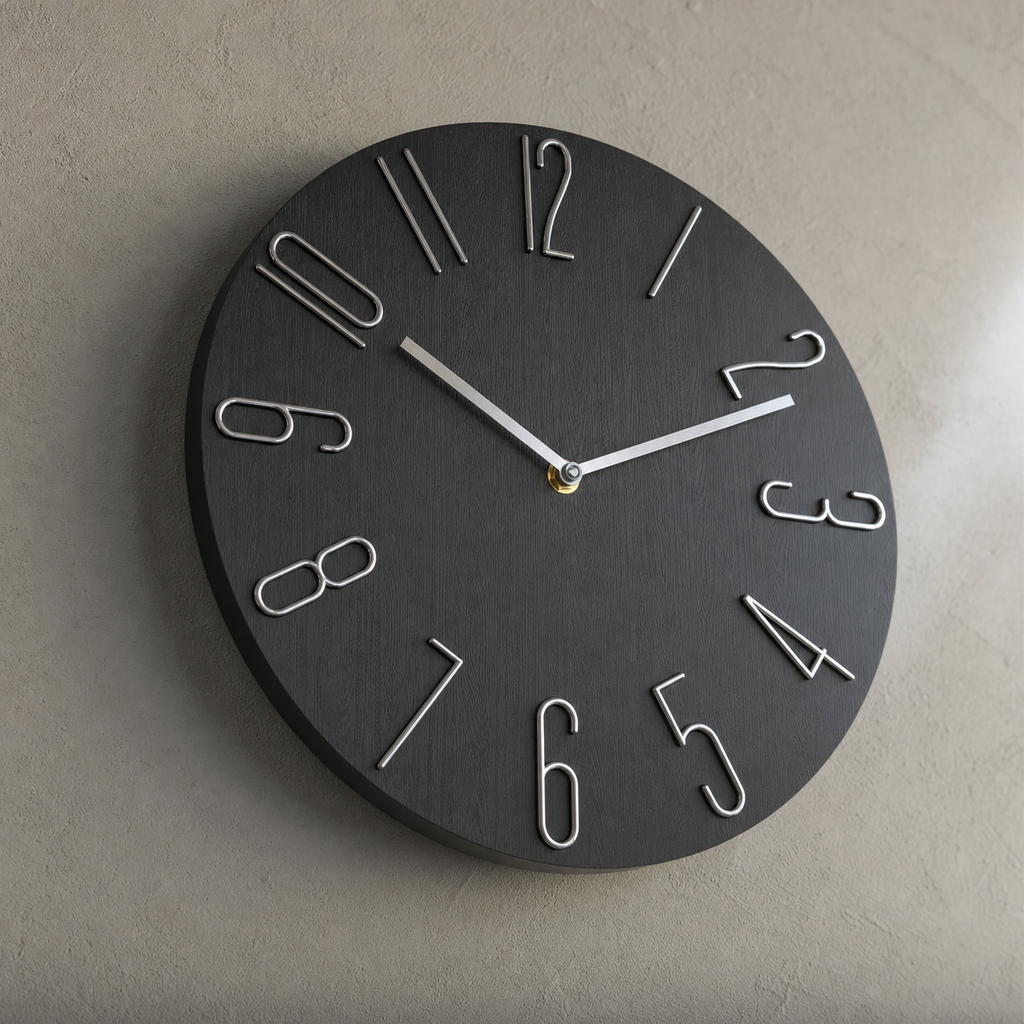 Wall Clock Modern Stylized Numbers