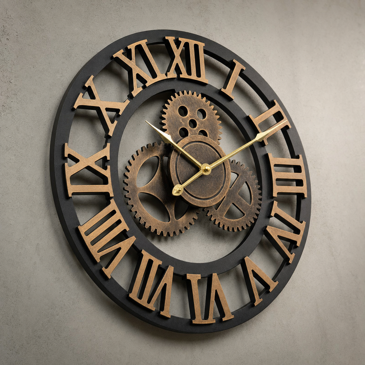 Vintage Industrial Wall Clock Exposed Gear