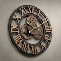Vintage Industrial Wall Clock Exposed Gear