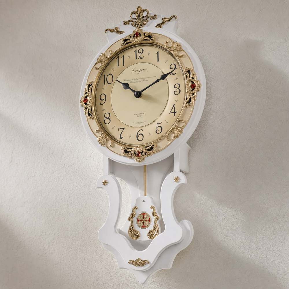Vintage Wooden Wall Clock Silent Pendulum