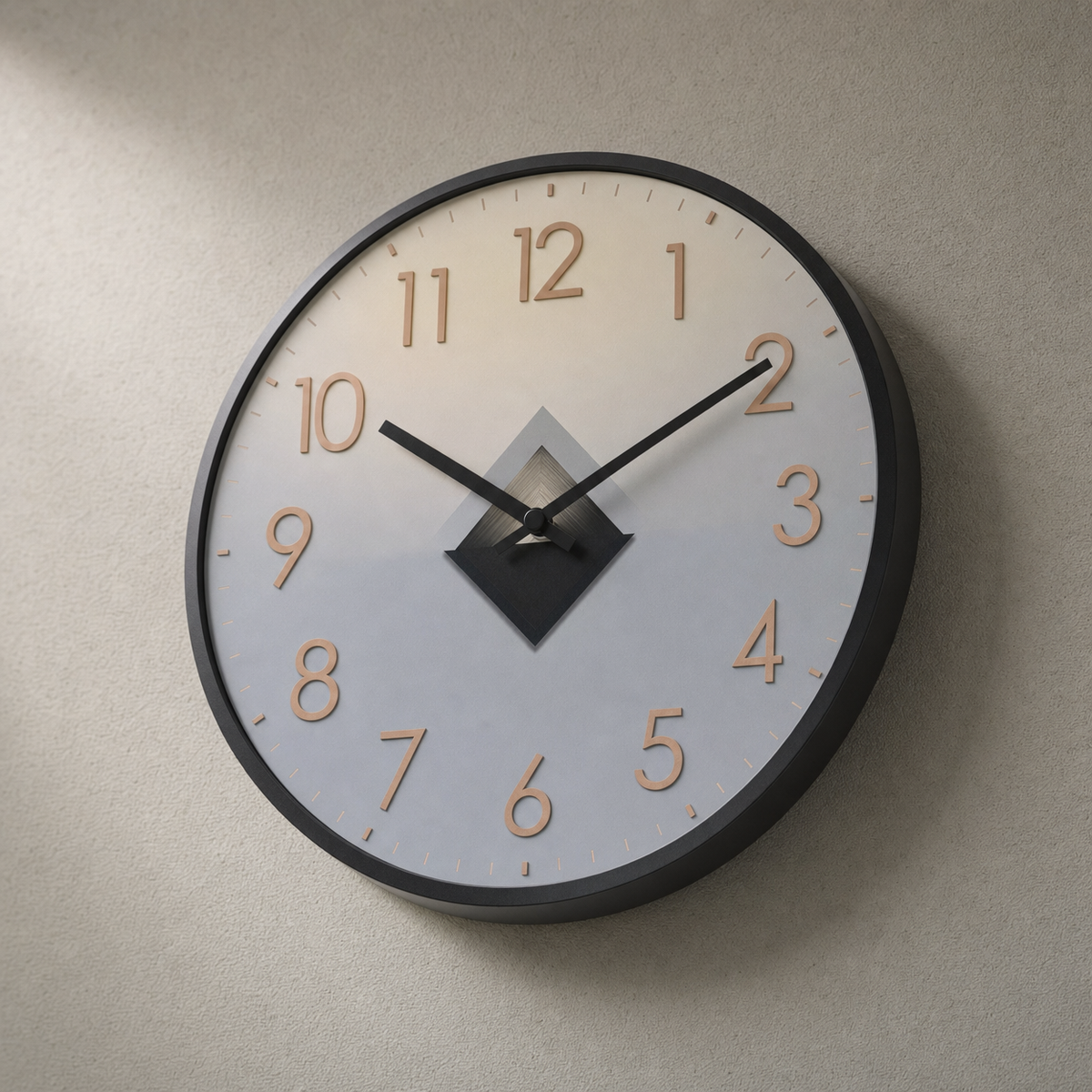 Wall Clock Raised Numbers Geometric Dial