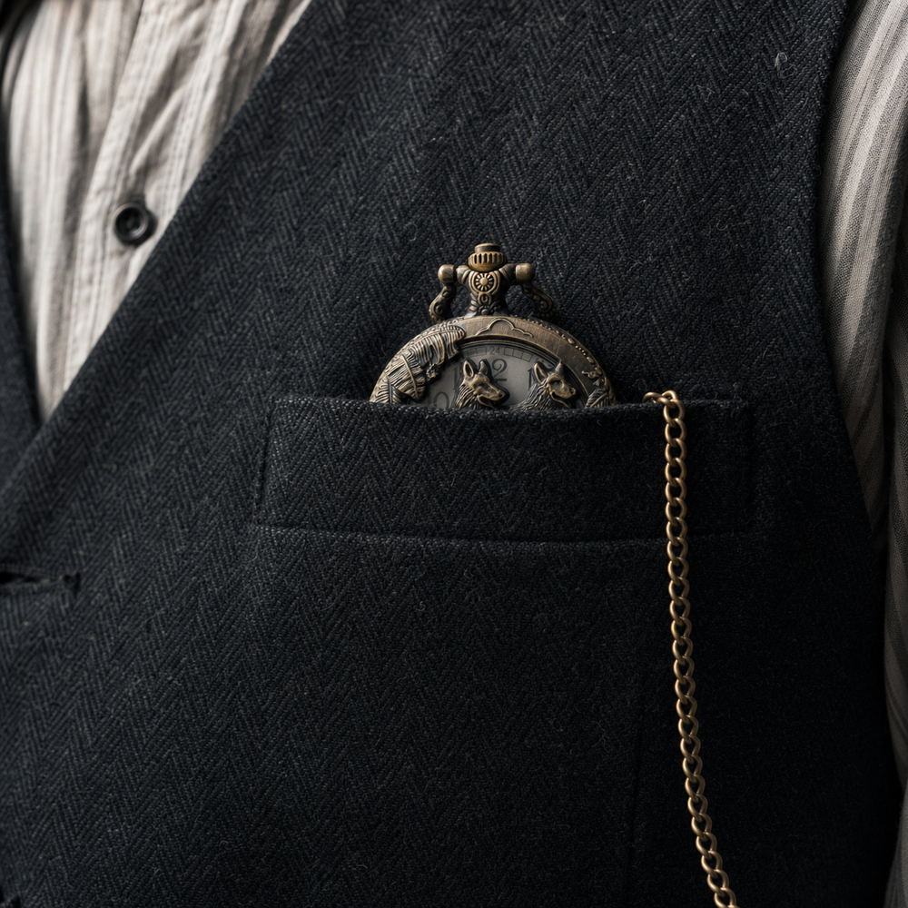 Totem Design Open Face Pocket Watch