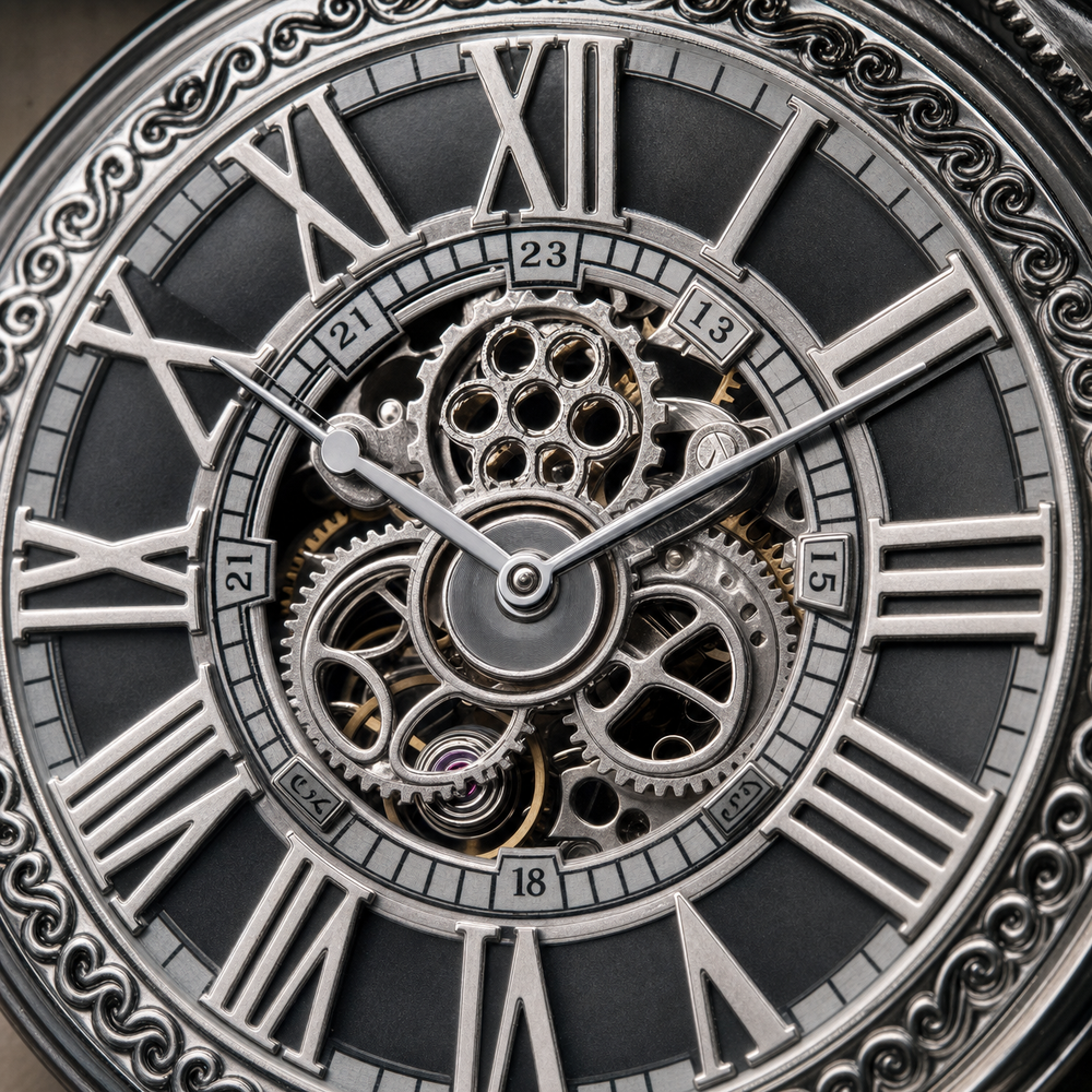 Pocket Watch Open Face Skeleton Dial