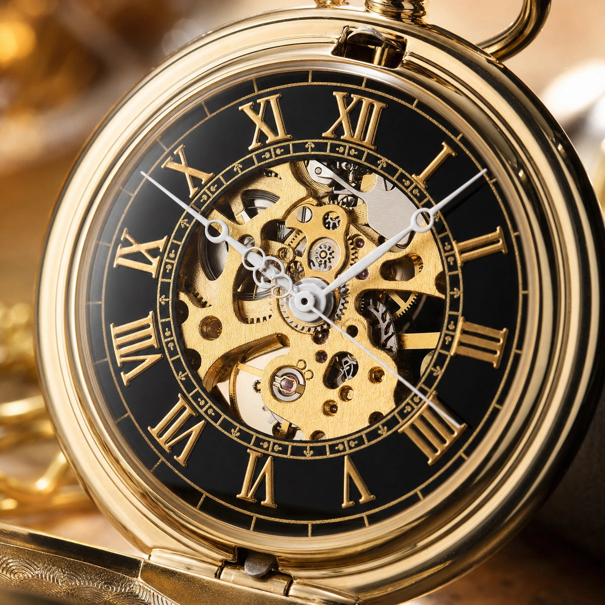 Vintage Skeleton Mechanical Pocket Watch