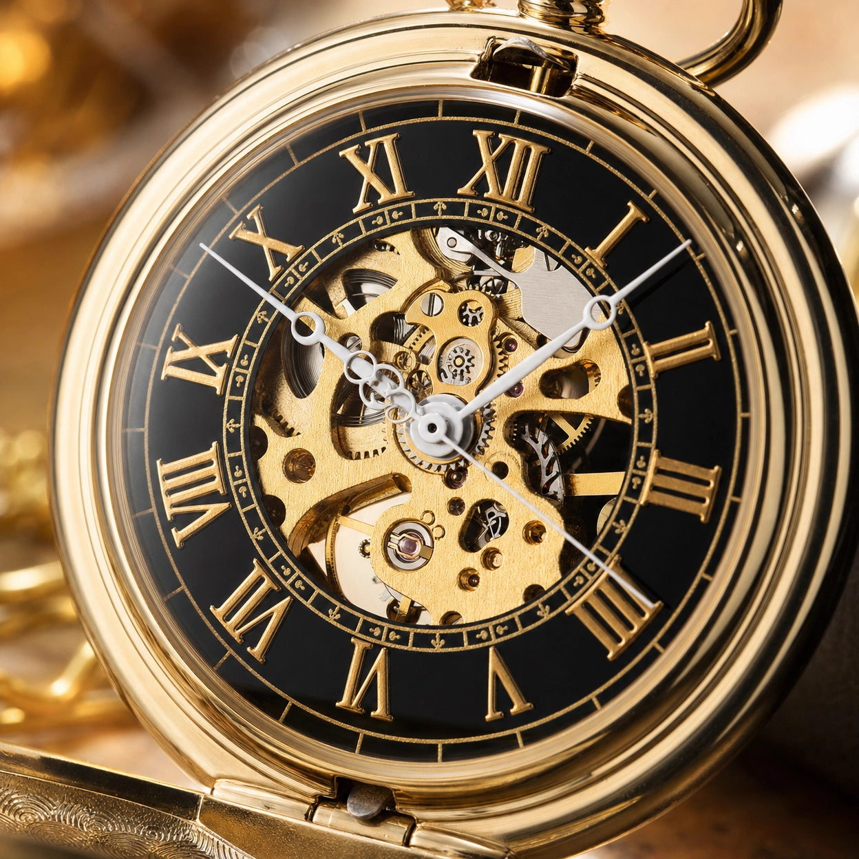 Vintage Skeleton Mechanical Pocket Watch