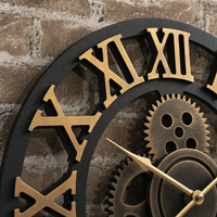 Vintage Industrial Wall Clock Exposed Gear