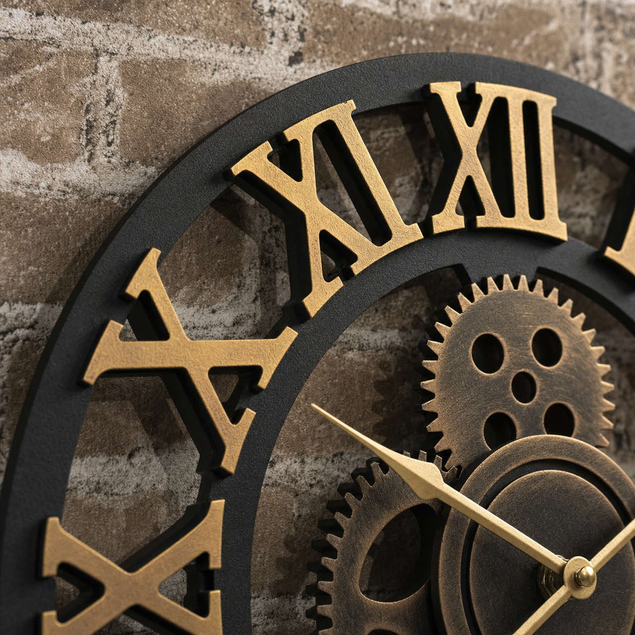 Vintage Industrial Wall Clock Exposed Gear