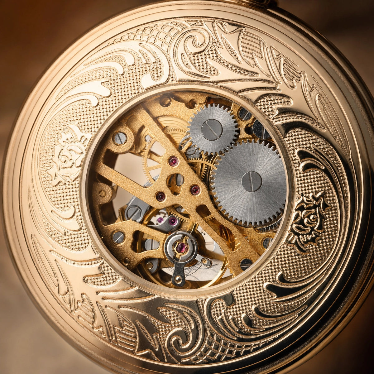 Vintage Skeleton Mechanical Pocket Watch
