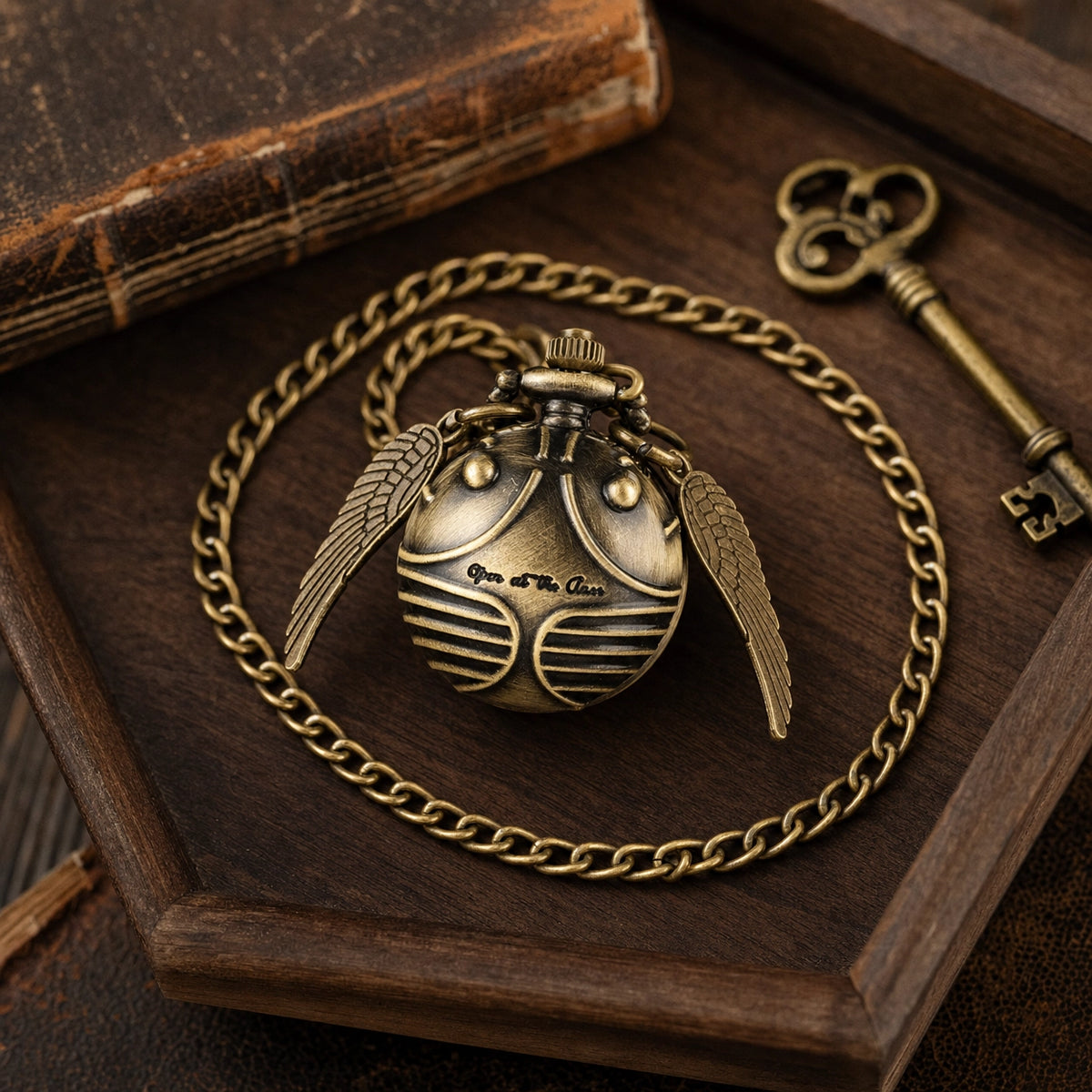 Winged Open Face Pocket Watch